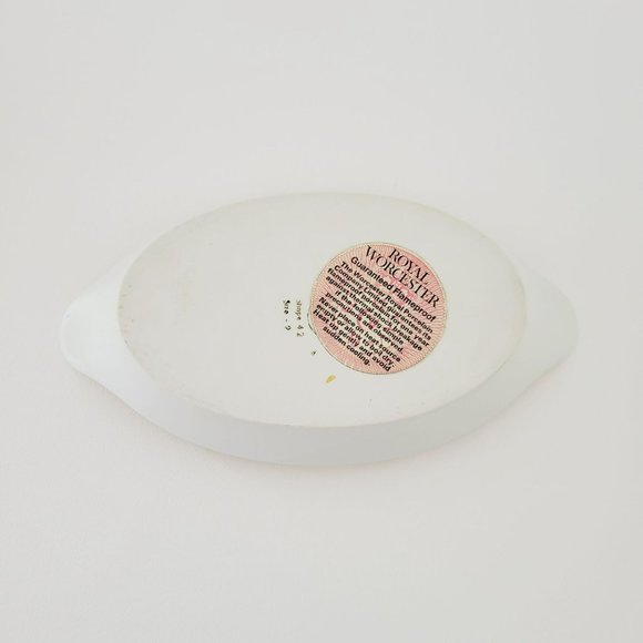 Royal Worcester Strawberry Fair Gold Trim Oval Baking Dish Size 9 Butterflies - Picture 6 of 15